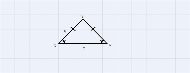 In AQRS, ZR = ZQ, QR = 11 and SQ = 8. Find the length of RS.-example-1