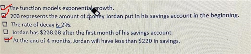 The function f(x) = 200. 1.02* models the amount of money in Jordan's savings account-example-1