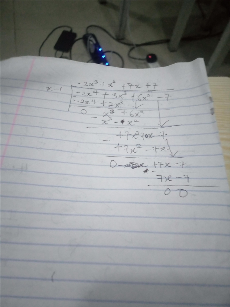 Use the remainder theorem to find P (1) for P(x) = -2x⁴+3x³ + 6x² -7. Specifically-example-1