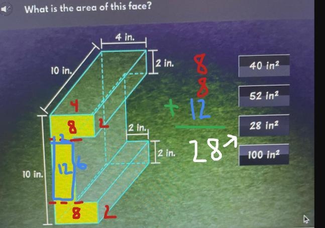 What is the area of this face-example-1