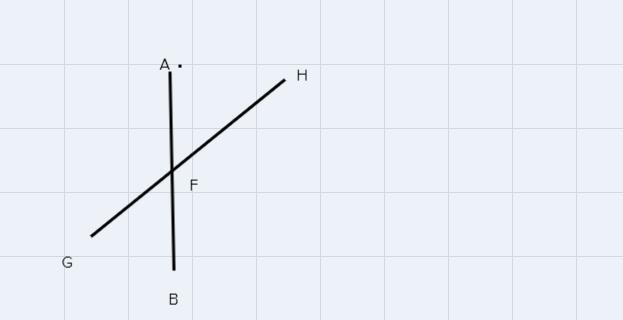 Sketch the following. Label each properly. AB intersects GH at point F-example-1