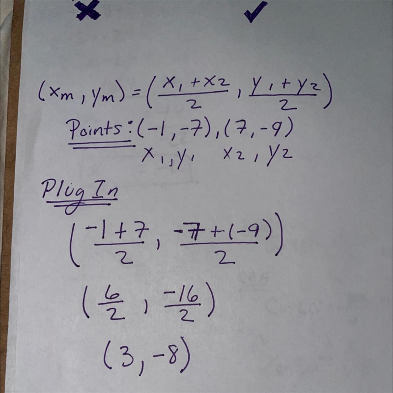 Find the midpoint of the line segment with the given endpoints. Please help-example-1