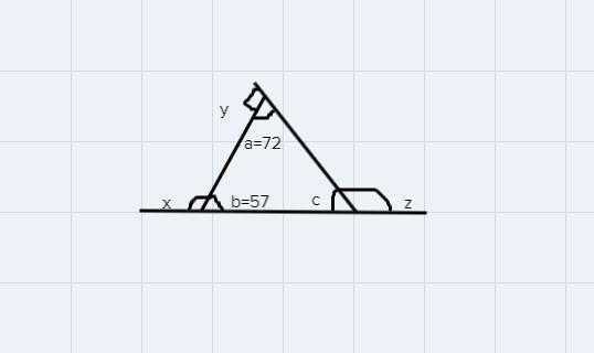 given the triangle shown below with exterior angles that measure x°, y°, and z° as-example-1