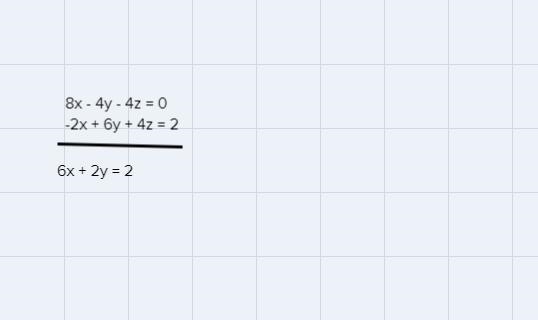 I made x my arbitrary variable and got z=5x+4 and y= -3x-4. I have a feeling this-example-2