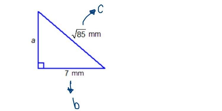 What is the length of the unknown leg in the right triangle?6 mm8 mmStartRoot 78 EndRoot-example-2