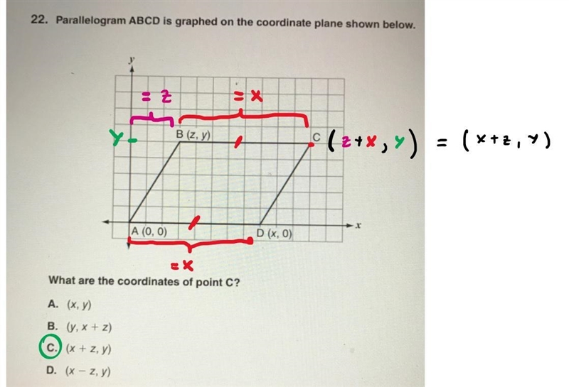 Parallelogram ABCD is graphed on the coordinate plane shown below.-example-1