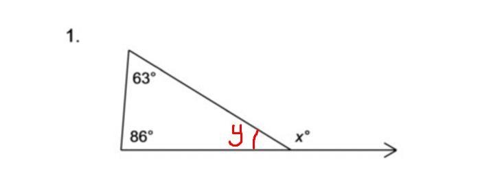 What is the measure of the exterior angle of the triangle? A. 23°B. 149°C. 180°D. 31°-example-1