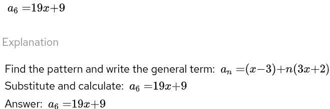 4x-1, 7x+1, 10x+3, find 6th terms-example-1