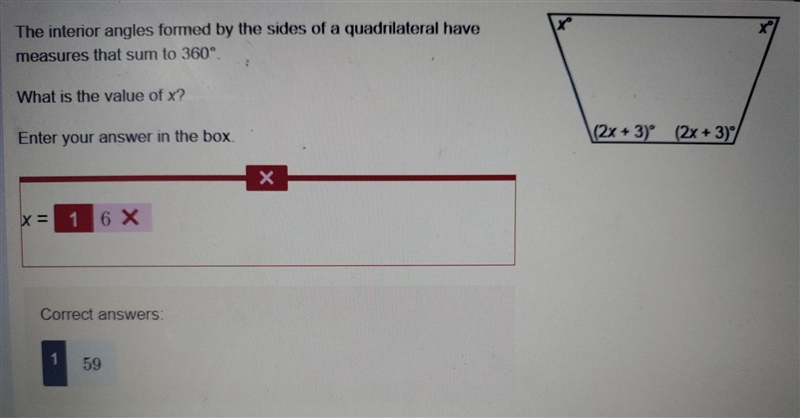 The interior angles formed by the sides of a quadrilateral have measures that sum-example-1