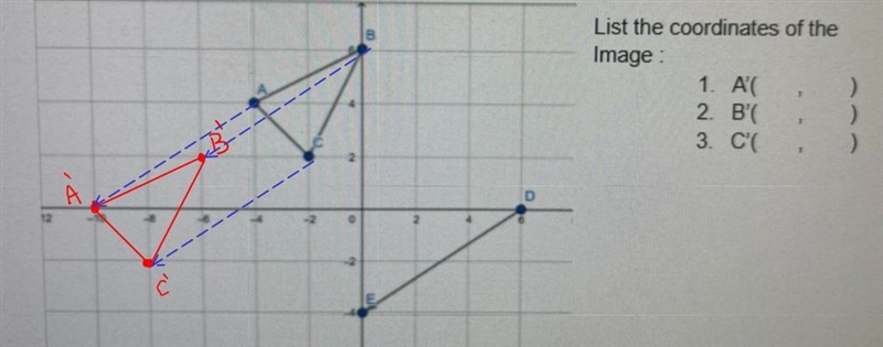 Please help me solve this problem. I am looking for the coordinates for A’, B’ and-example-1