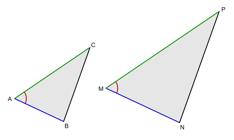 Which of the following would be enough information to know that ABC~MNP?-example-1