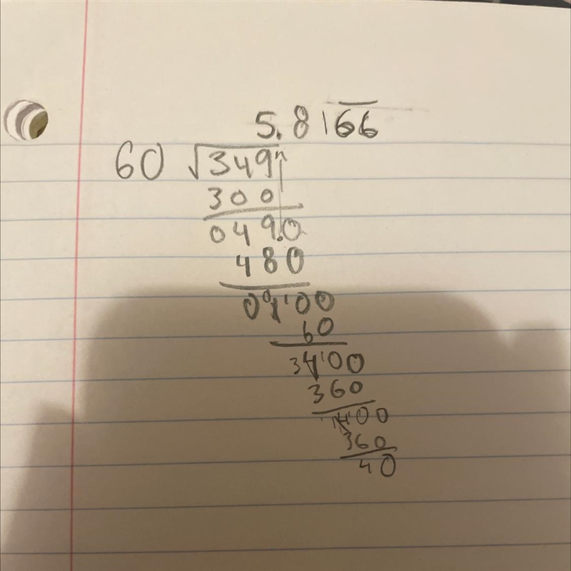 How do work out 349 divided by 60-example-1