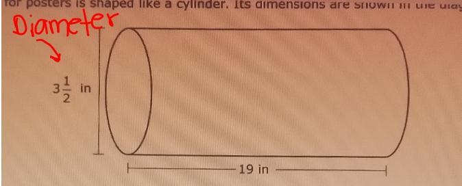 a container for posters is shaped like a cylinder its dimensions are shown in the-example-1