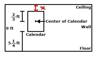 A rectangular calendar is hanging on a wall. The diagram below shows several dimensions-example-1