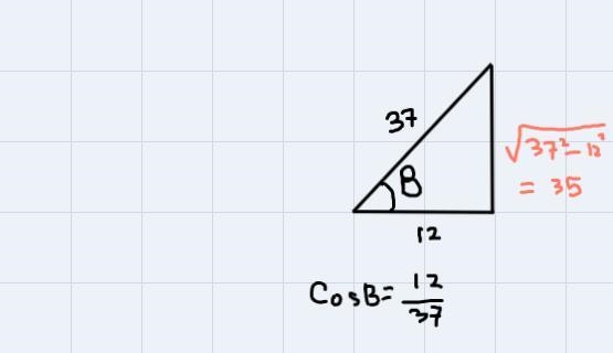 For positive acute angles A and B, it is known that tan A = 3/4 and cos B = 12/37.Find-example-2