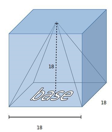 What is the maximum volume of a square pyramid that can fit inside a cube with a side-example-1