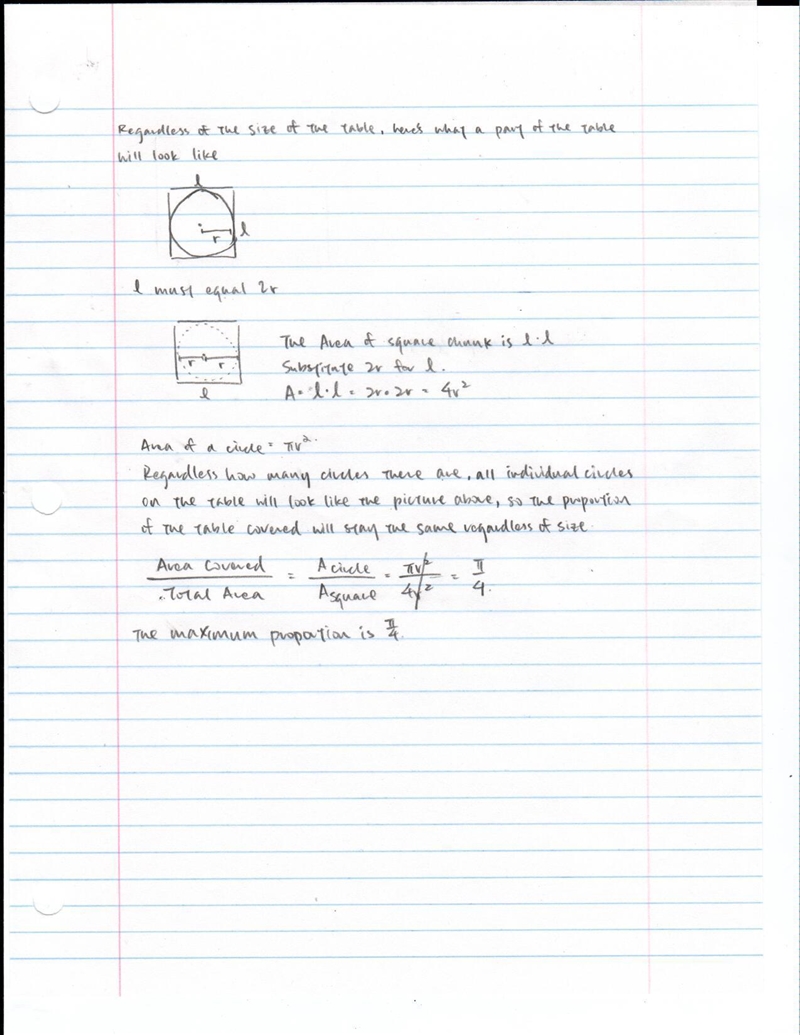 An infinitely large table is covered by circular disk of equal radii. Find the maximum-example-1