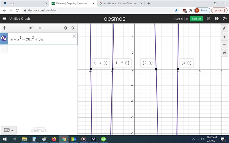 What are the real or imaginary solutions of each polynomial equation x4 - 20x2 = -64-example-1