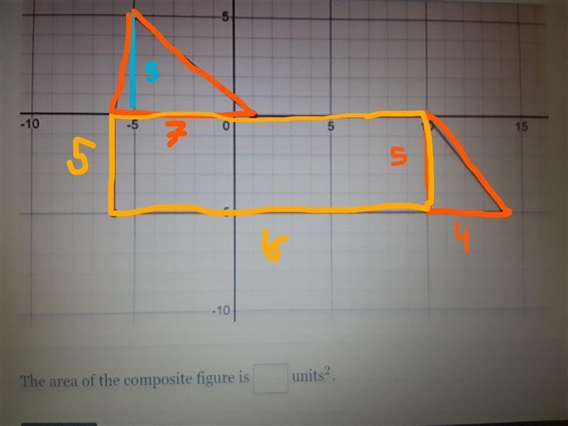 Find the area of the composite figure. round your answer to the nearest tenths place-example-1