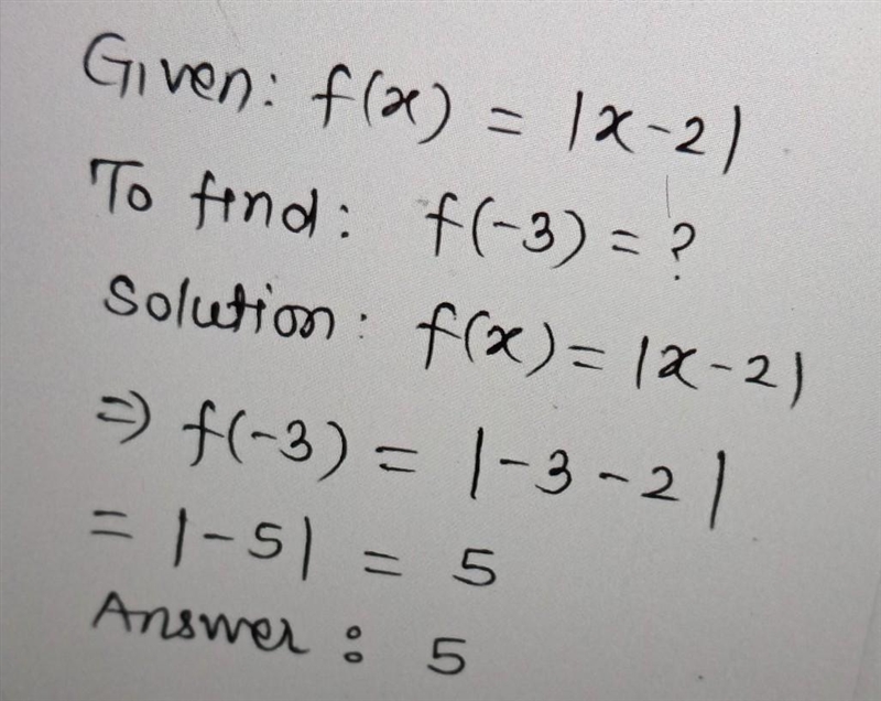 If f(x) = |x-21, then find ƒ(-3).-example-1