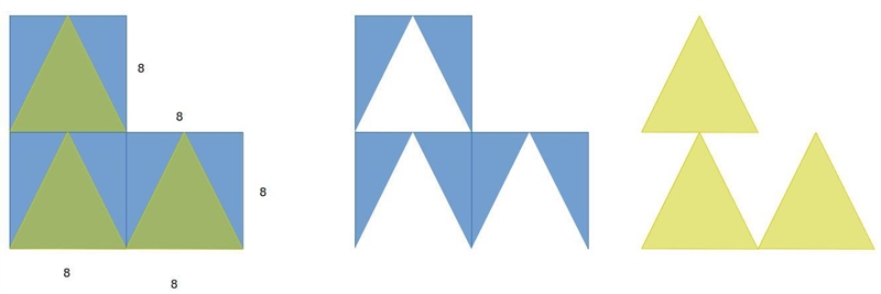 [ A composite figure has three congruent triangles removed from it. 8 ft 8 ft 16 ft-example-1