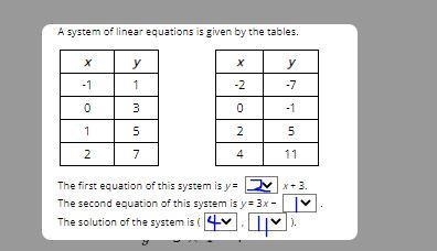 A system of linear equations is given by the tablesThe first equation of this system-example-1