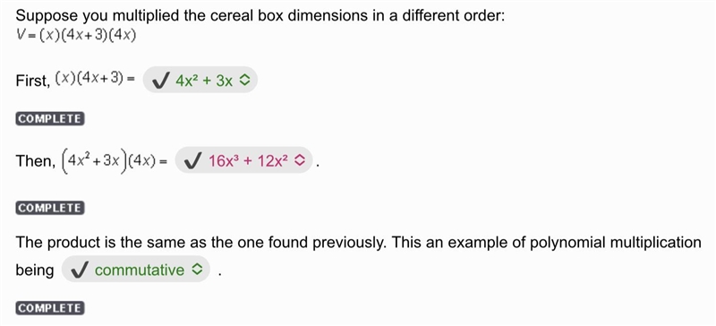 Change the OrderWARM-UPSuppose you multiplied the cereal box dimensions in a different-example-1