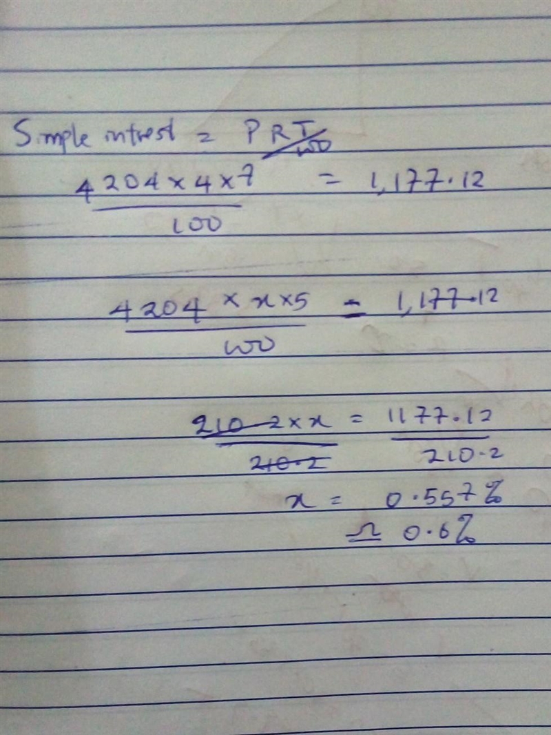 12. If $4204 is invested at 4% per year simple interest for 7 years, at what simple-example-1