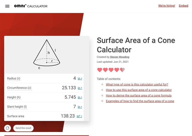 Find the surface area of the cone. Use 3.14 for T.-example-1