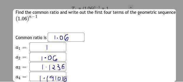 Find the common ratio and write out the first four terms of the geometric sequence-example-1