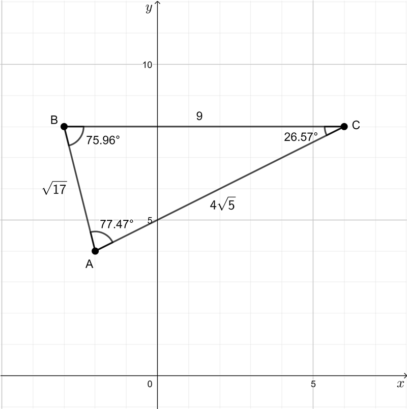 Use vectors to find the interior angles of the triangle with the given vertices. (Enter-example-1