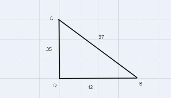 In ABCD, the measure of ZD=90°, CB = 37, BD = 12, and DC = 35. What is the valueof-example-1