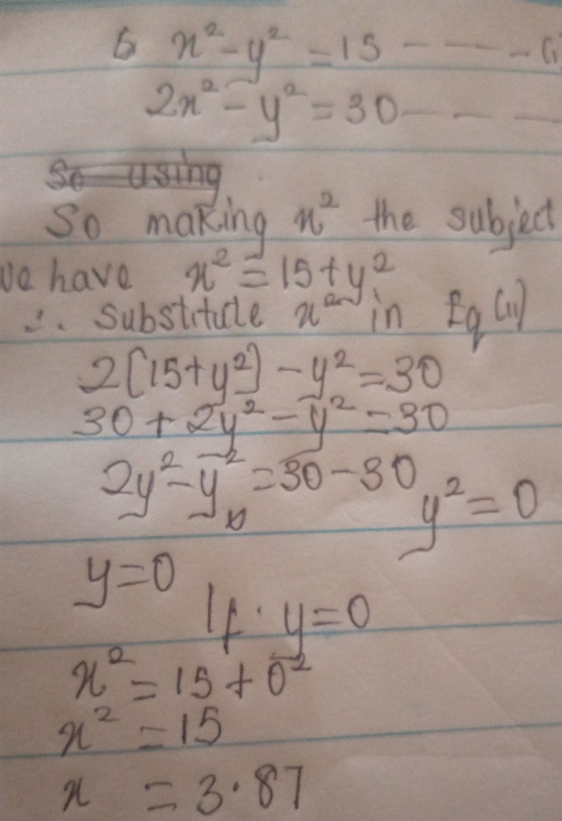 The difference of the squares of two numbers is 15. The difference of twice the square-example-1