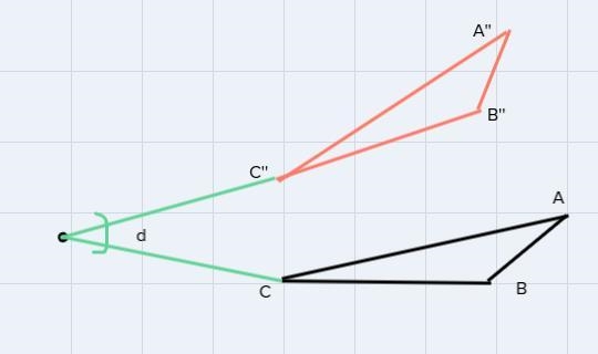 Rotate ∆ABC degrees around center D label the rotated image as ∆ A'B'C:.-example-2