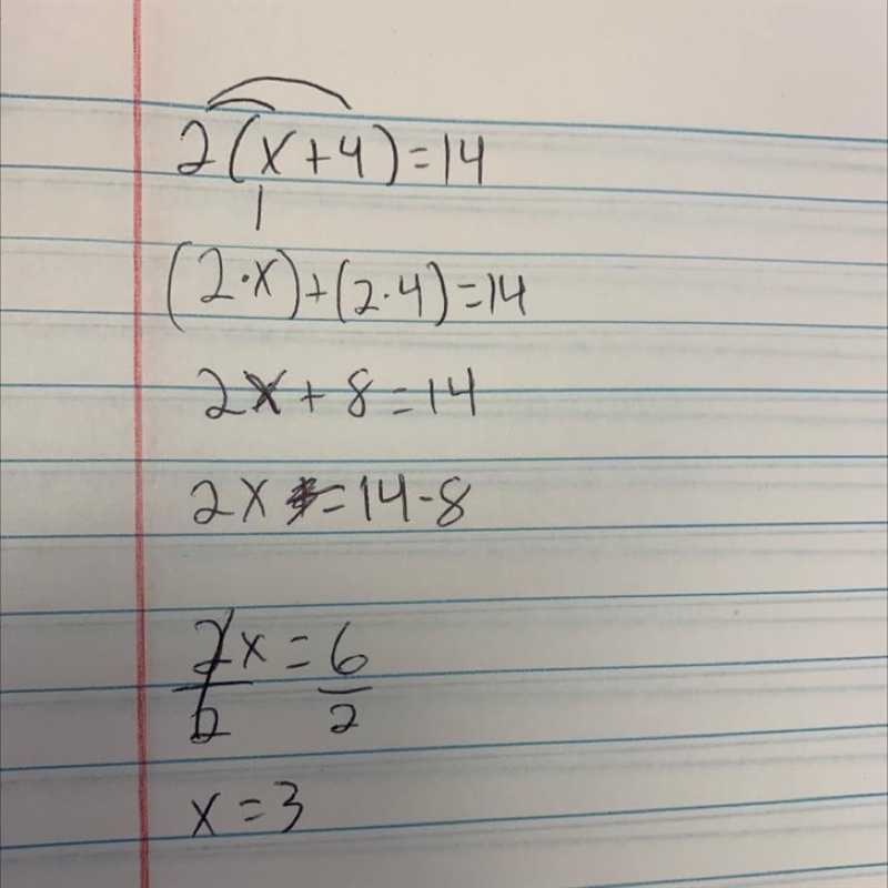 2(x + 4) = 14 Explain the answer-example-1