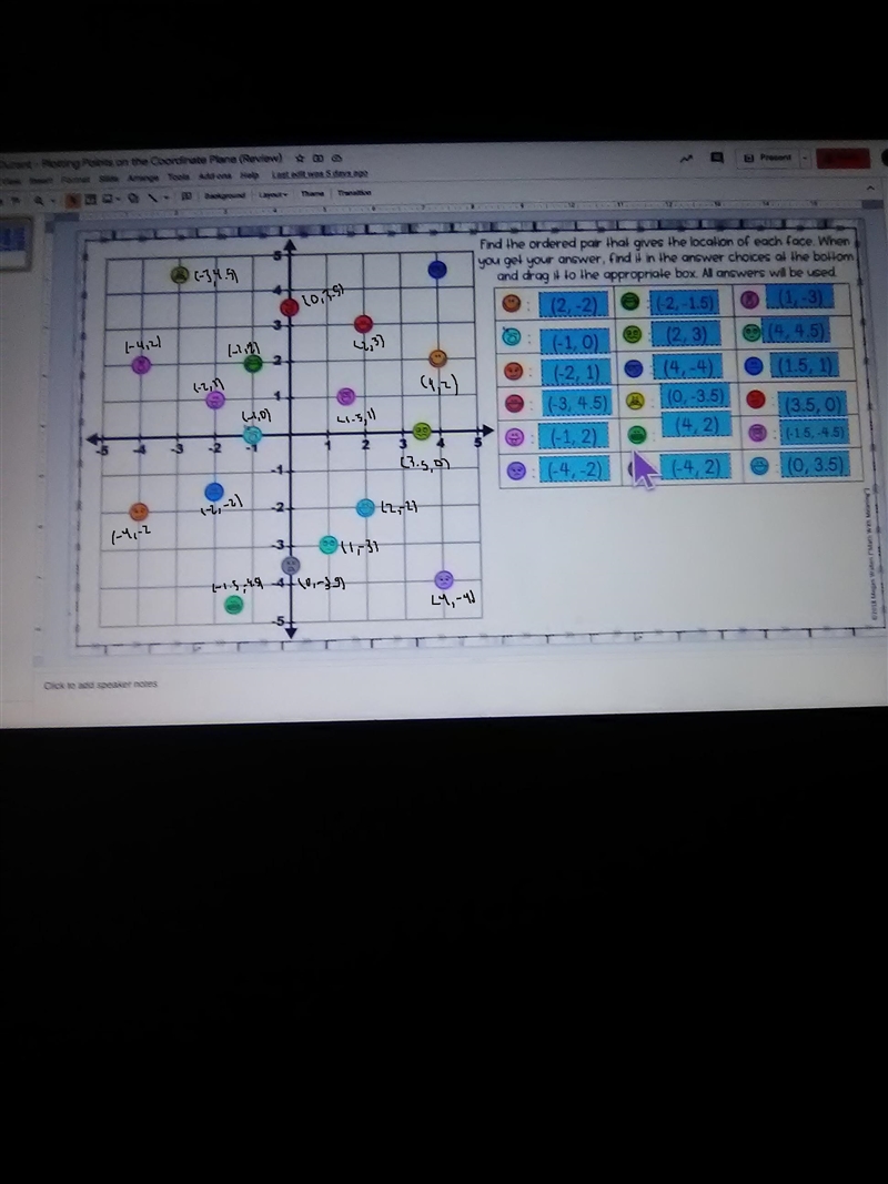 Find the ordered par that gives the location of each face When you get your answer-example-1