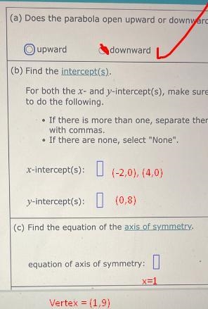 Use the graph of the parabola to fill in table-example-2