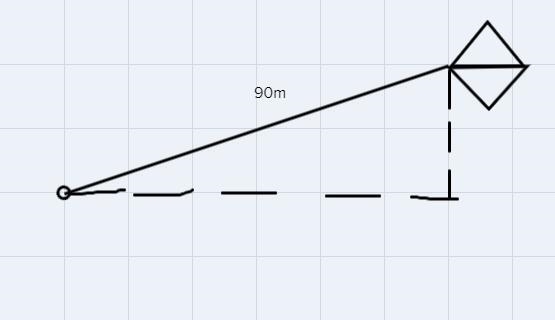 The length of a string between a kite and a point in the ground is 90m . If the string-example-1