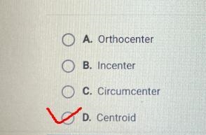 In the figure below, which term best describes point W?WOA. OrthocenterOB. IncenterOC-example-2