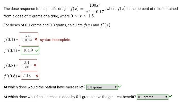 Please answer all. How do you determine the dose-specific response of a drug given-example-1