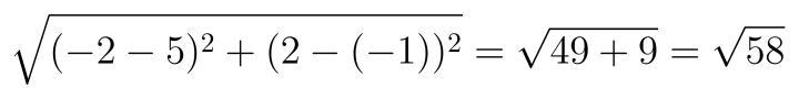 Calculate the distance between the points G=(-2, 2) and C = (5, -1) in the coordinate-example-1