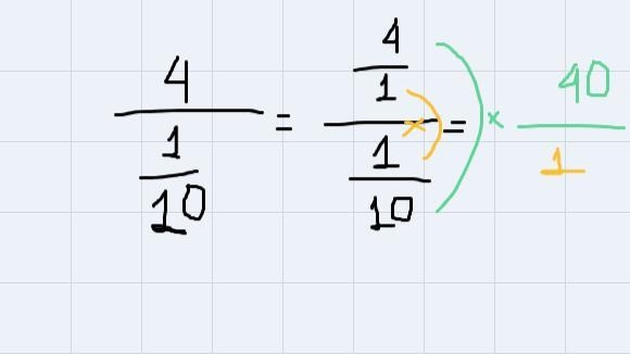 Use the ruler to determine the quotients of 1 divided 1/10 and 4 divided 1/10-example-2