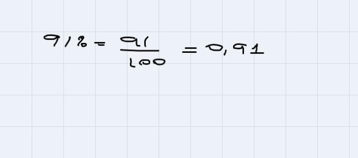 Johnny C’s that he scored a 90% on his test.What is a 91% as a decimal?-example-2