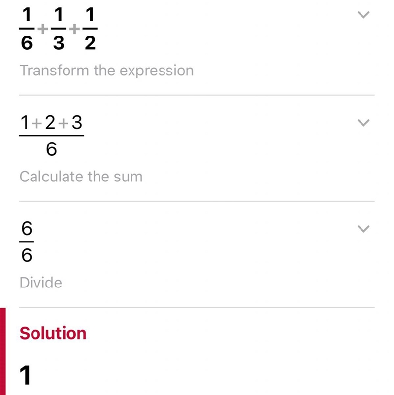 What is 1/6 plus 1/3 plus 1/2 equals to? A.1 B.1 and 1/2 C.1 and 2/3 D.1 and 4/11-example-1