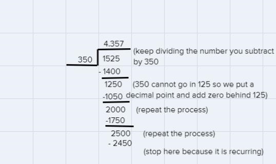 What is the quotient of 15.25 divided by 3.5?-example-1