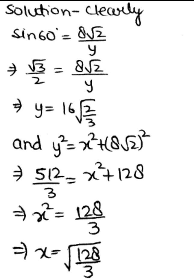 Determine the value of the missing sides for the following triangle-example-1