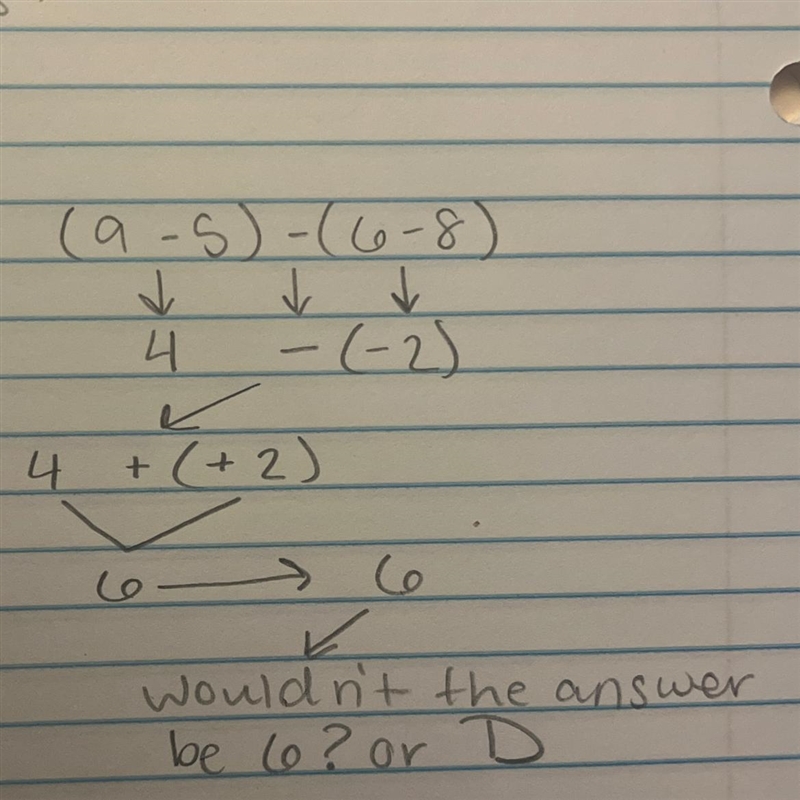 |9 - 5|- |6 - 8 | Which of the following is the correct answer? A: -6 B: -2 C:2 D-example-1