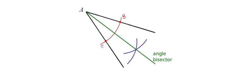 Use a straightedge and compass to Construct the angle bisector of the angle below-example-4