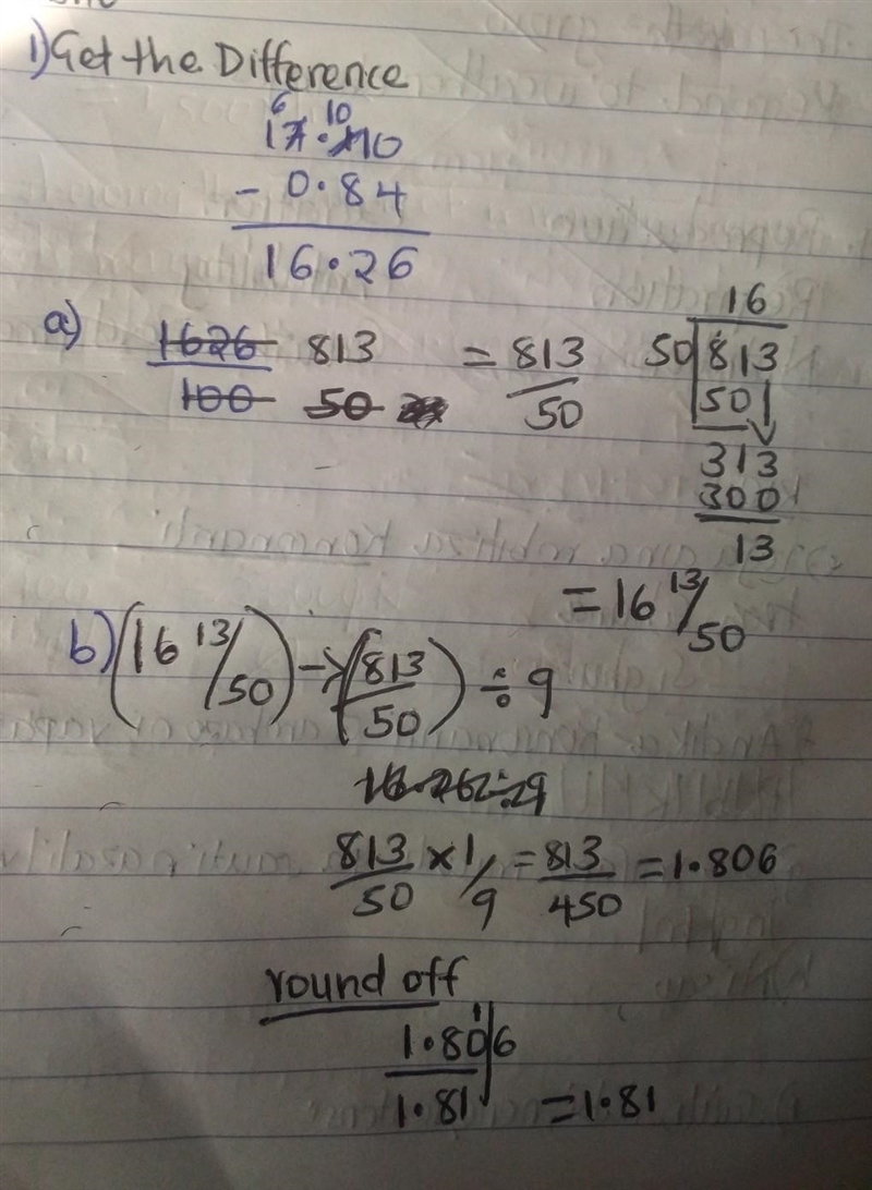 Find the difference between 0.84 and 17.1. (a) Give your answer as a mixed number-example-1