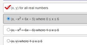 A portion of the graph of f(x) = −x2 + 6x − 5 is shown. Which of the following describes-example-2